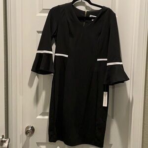 Elegant Black Dress with Flared Sleeves NEW